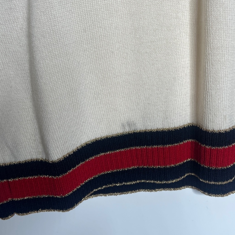 Gucci Sz S Cream Wool Lurex Web Trim Crew Neck Sweater - Picture 4 of 8